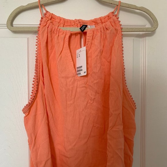 Crinkled Tank Top in Coral Pink - Picture 1 of 1
